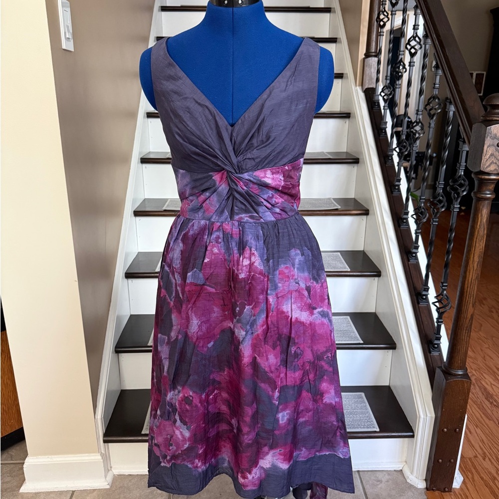 Neiman Marcus Purple and Pink Midi Dress